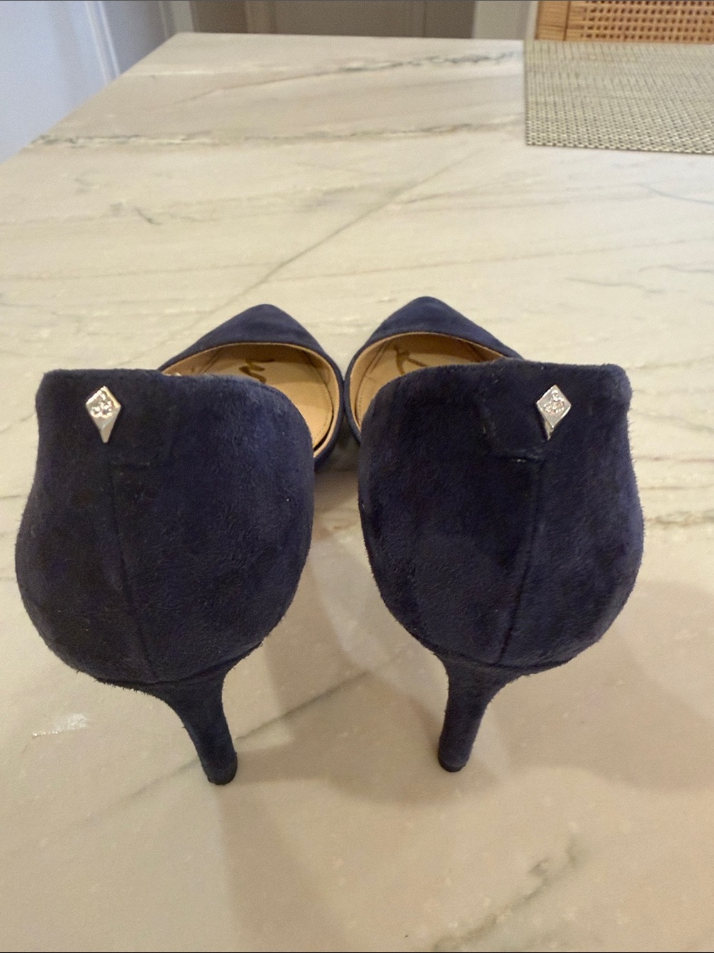 Sam Edelman Navy Suede D'Orsay Pointed Toe Pump - Picture 2 of 7